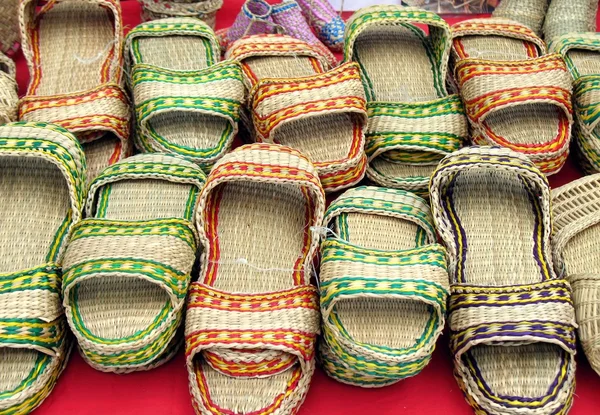 Handmade Straw Slippers — Stock Photo, Image