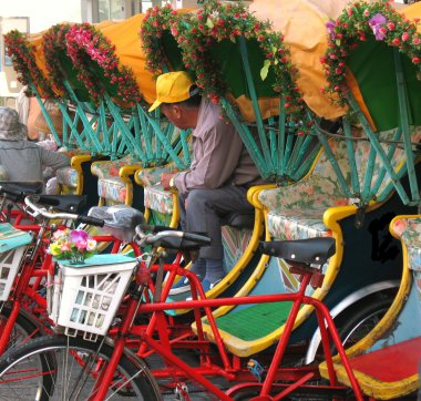 Traditional Bicycle Rickshaws clipart