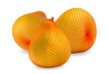 Three ripe fruits of pomelo in bag clipart