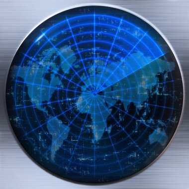 World map radar or sonar clipart