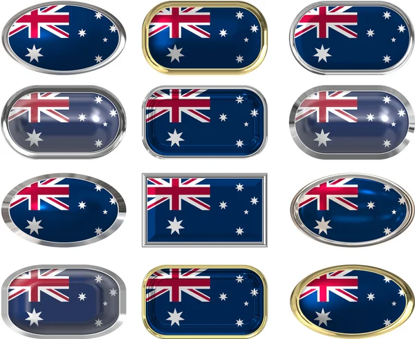 Doze botões da Bandeira da Austrália — Fotografia de Stock