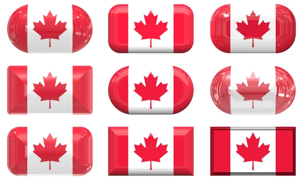 Nueve botones de cristal de la Bandera de canada —  Fotos de Stock