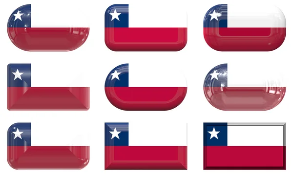 Neun gläserne Knöpfe der chilenischen Flagge — Stockfoto