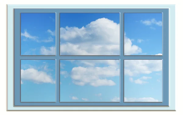 Perfect blauwe hemel door het raam — Stockfoto
