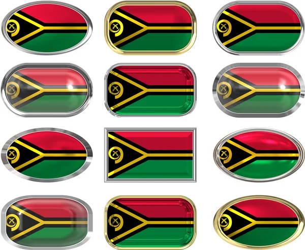 Dodici pulsanti della bandiera di Vanuatu — Foto Stock