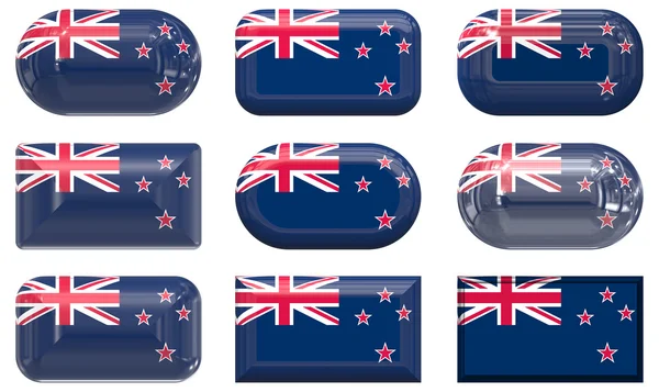Nine glass buttons of the Flag of New Ze — Stock Photo, Image
