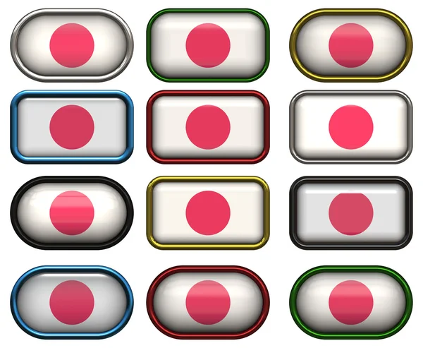 12 кнопок флага Японии — стоковое фото