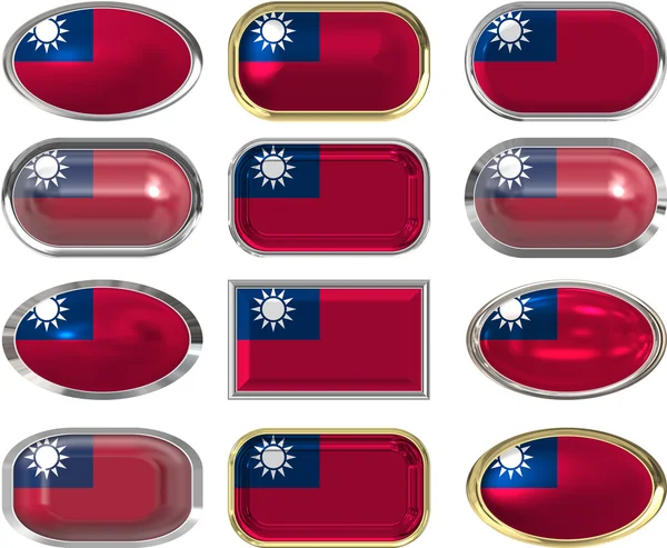 12 tlačítek vlajka Tchaj-wanu — Stock fotografie