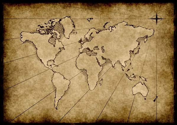 Стара гранжева карта світу — стокове фото