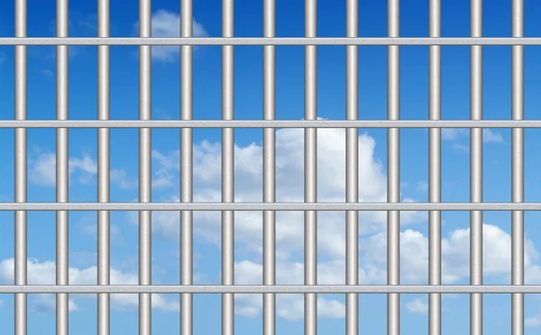 Modrá obloha přes mříže — Stock fotografie