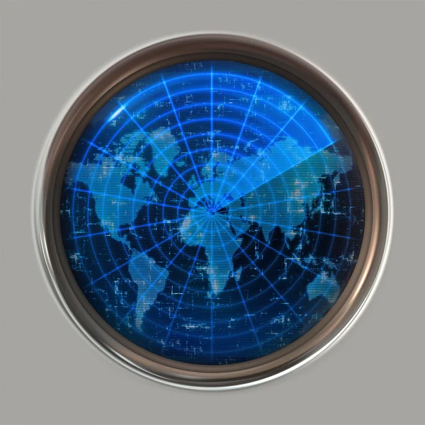 Mapa do mundo radar ou sonar — Fotografia de Stock