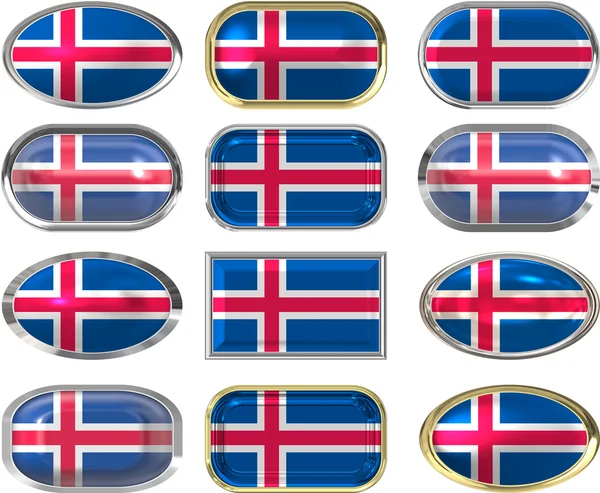 12 pulsanti della Bandiera d'Islanda — Foto Stock