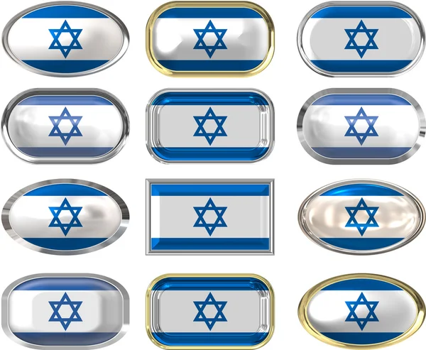 12 pulsanti della bandiera di Israele — Foto Stock