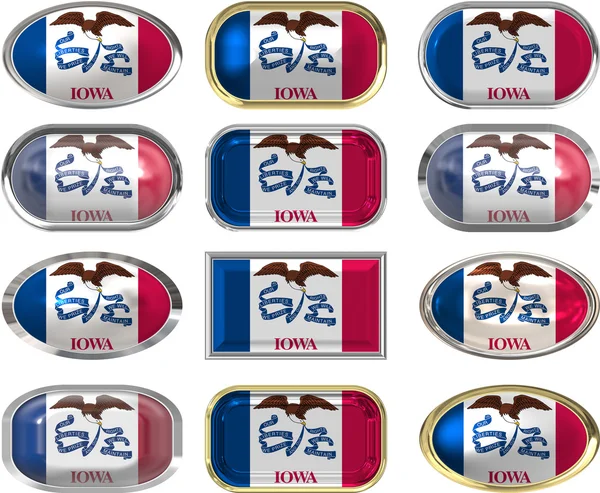 12 botões da Bandeira do Iowa — Fotografia de Stock