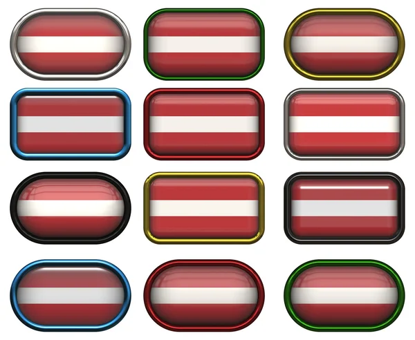 12 pulsanti della bandiera della Lettonia — Foto Stock