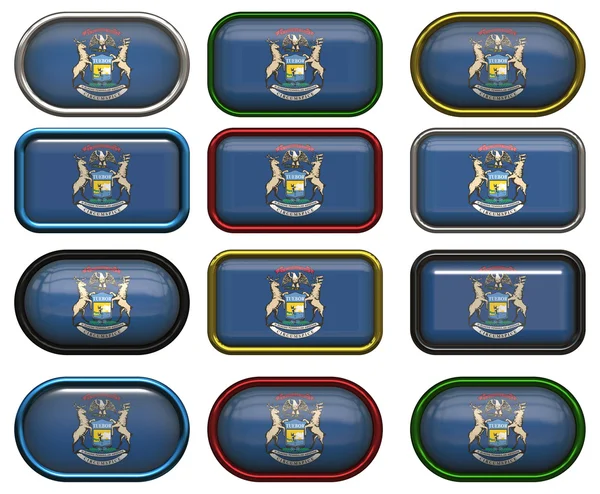 Twelve Great buttons of the Flag of michigan — Stock Photo, Image
