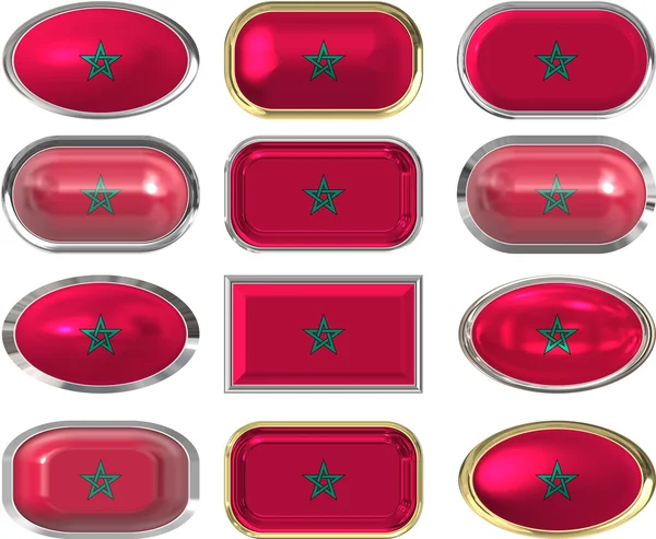 12 knoppen van de vlag van Marokko — Stockfoto