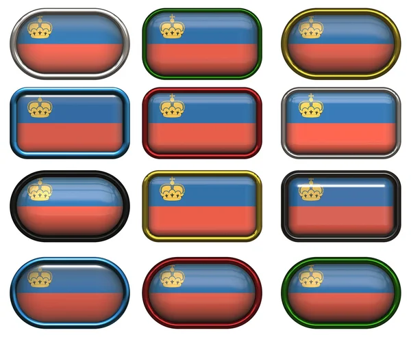 12 buttons of the Flag of liechtenstein — Stock Photo, Image