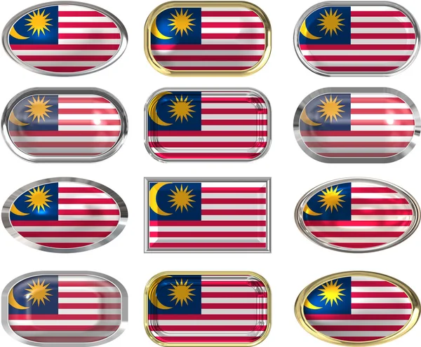 12 кнопок флага Малайзии — стоковое фото
