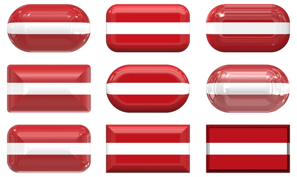 Nine glass buttons of the Flag of Latvia — Stock Photo, Image