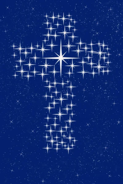 Croce cristiana nelle stelle — Foto Stock