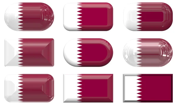 Nove pulsanti di vetro della Bandiera del Qatar — Foto Stock