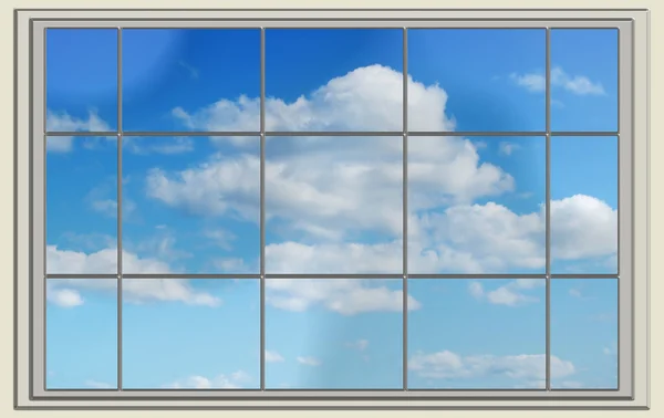 Perfekter blauer Himmel durch das Fenster — Stockfoto