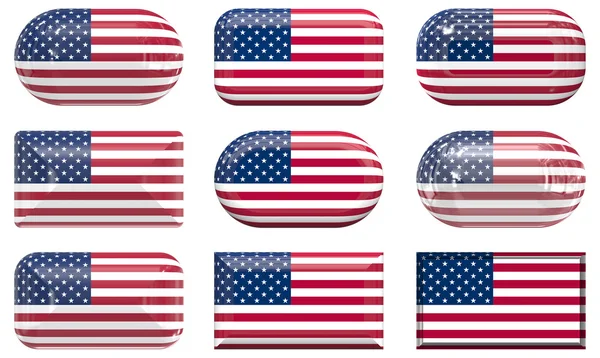 Nine glass buttons of the Flag of the Un — Stock Photo, Image