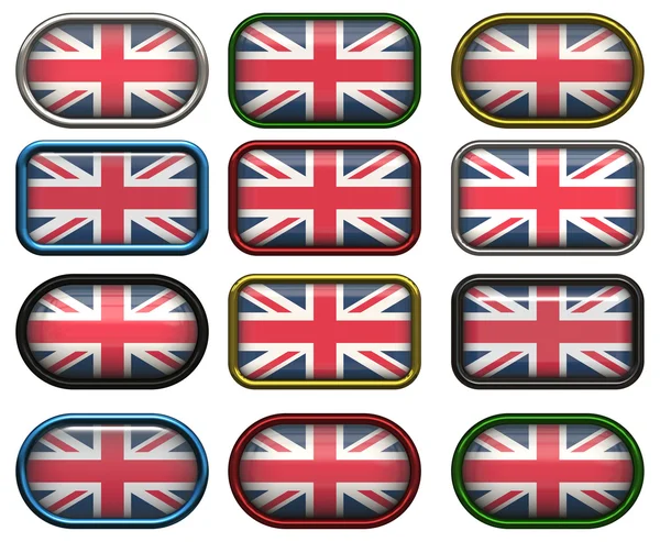 12 boutons du drapeau du Royaume-Uni — Photo