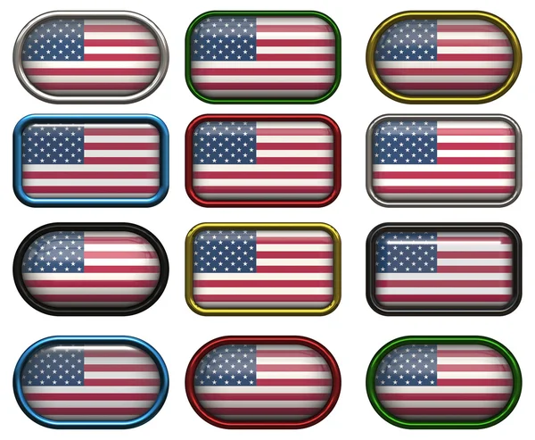 12 botones de la Bandera de los Estados Unidos — Foto de Stock