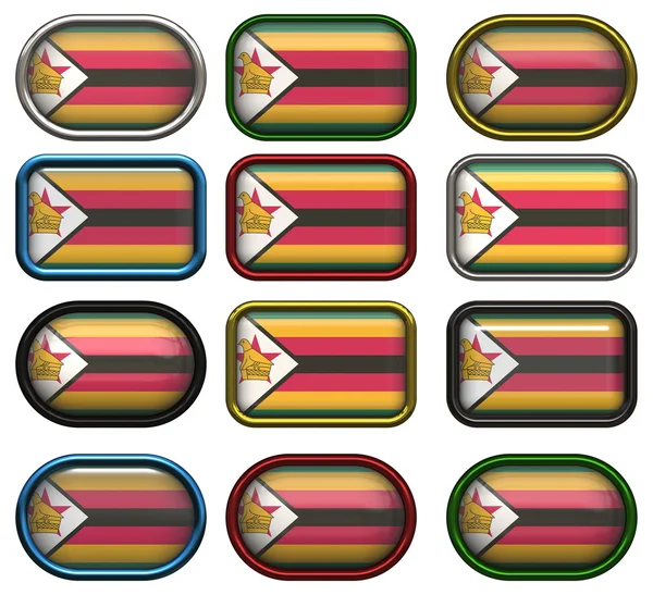 12 boutons du drapeau du Zimbabwe — Photo