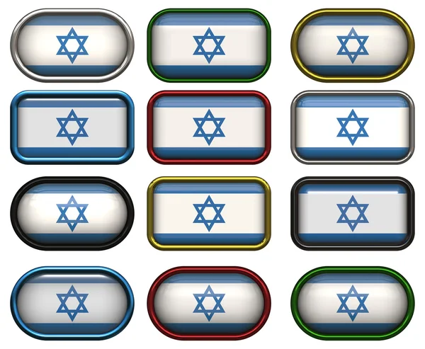 12 botões da Bandeira de Israel — Fotografia de Stock