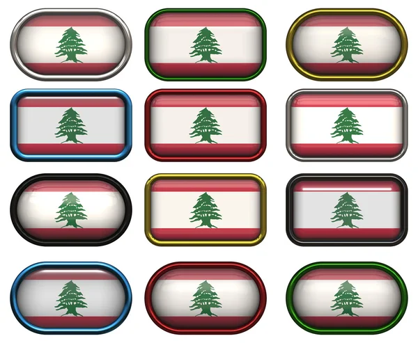 12 buttons of the Flag of Lebanon — Stock Photo, Image