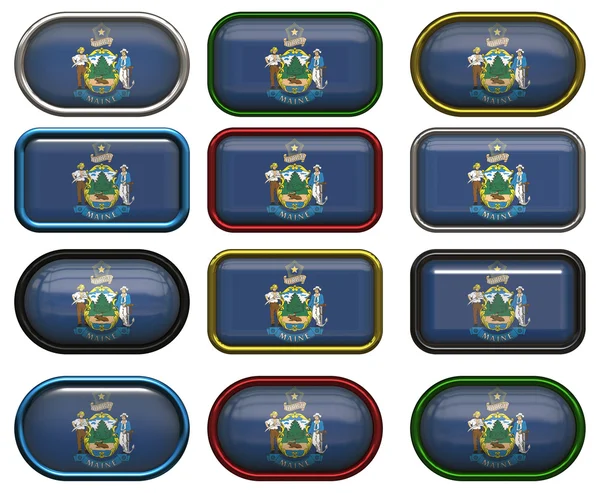 12 buttons of the Flag of Maine — Stock Photo, Image