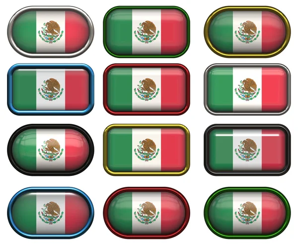 12 buttons of the Flag of Mexico — Stock Photo, Image