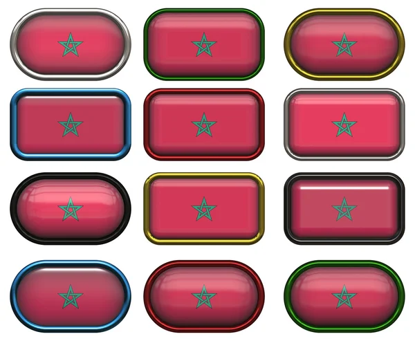 12 botones de la Bandera de Marruecos —  Fotos de Stock