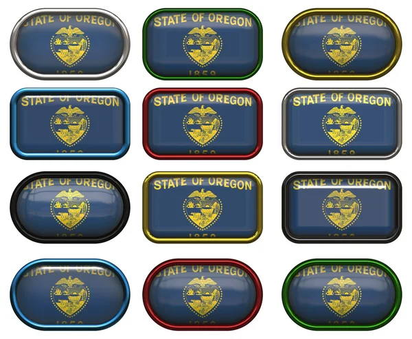 12 botões da Bandeira do Oregon — Fotografia de Stock