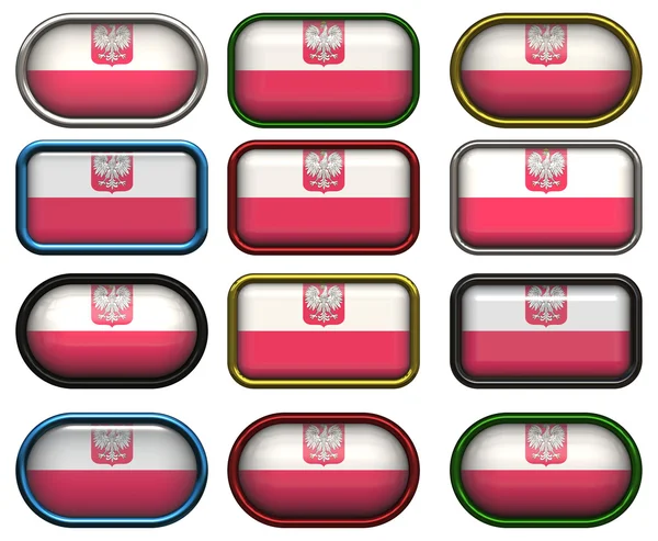 12 przycisków o fladze Polski — Zdjęcie stockowe