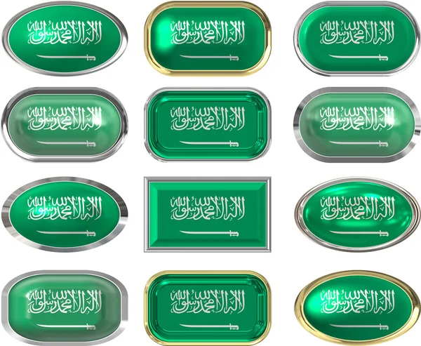 Stock image 12 buttons of the Flag of Saudia Arabia