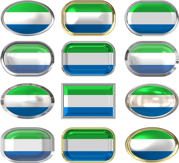 Twelve buttons of the Flag of Sierra Leo — Stock Photo, Image