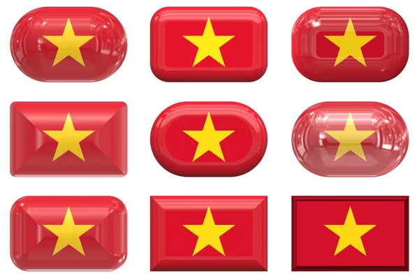 stock image Nine glass buttons of the Flag of Vietna