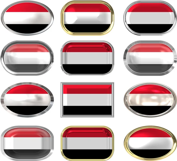 Twelve buttons of the Flag of Yemen — Stock Photo, Image