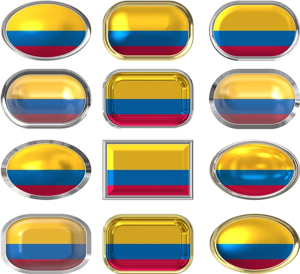 Δώδεκα κουμπιά του τη σημαία της Κολομβίας — Φωτογραφία Αρχείου