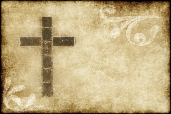 Християнський хрест на пергаменті — стокове фото