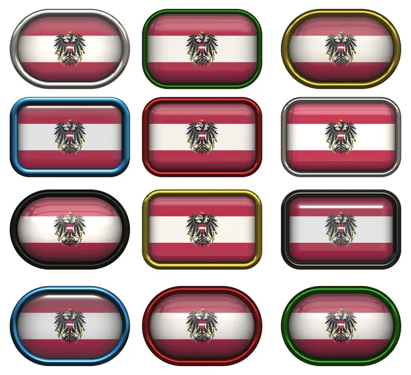 Twelve buttons of the Flag of Austria — Stock Photo, Image