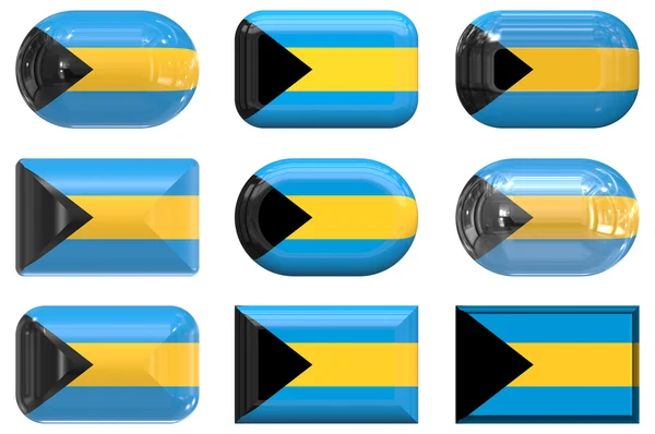 Nove botões de vidro da Bandeira do Bahama — Fotografia de Stock