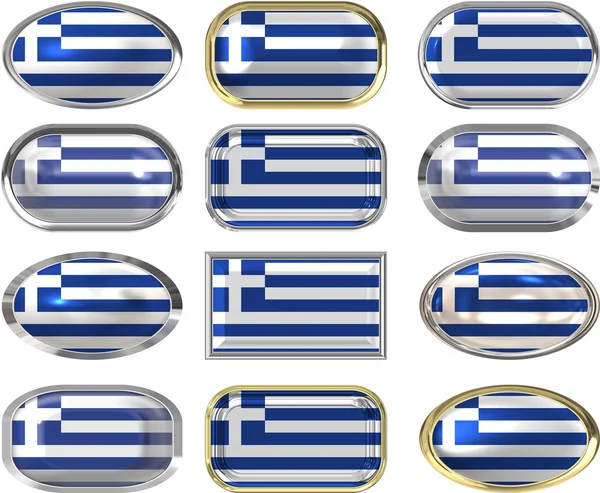 12 przycisków flaga Grecja — Zdjęcie stockowe