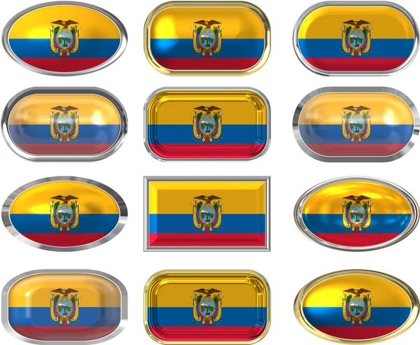 Tizenkét gombok ecuador zászlaja — Stock Fotó