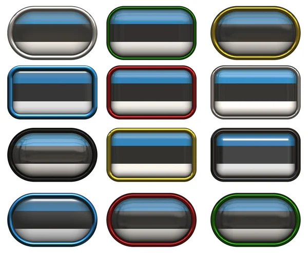 Doze botões da Bandeira da Estónia — Fotografia de Stock