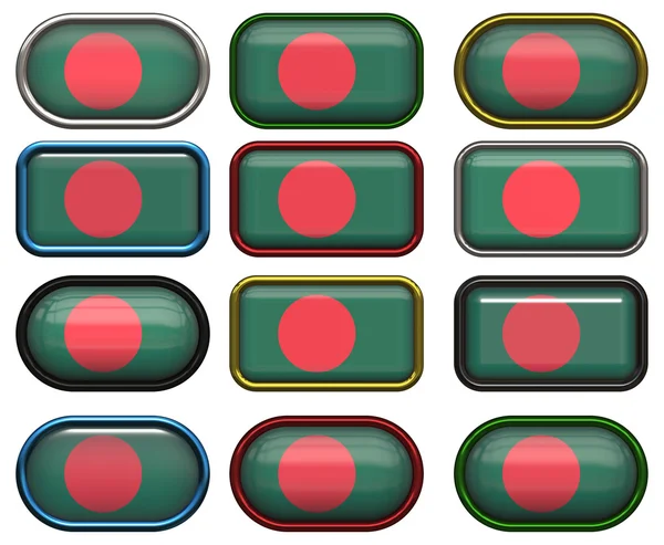 12 przycisków flaga Bangladeszu — Zdjęcie stockowe